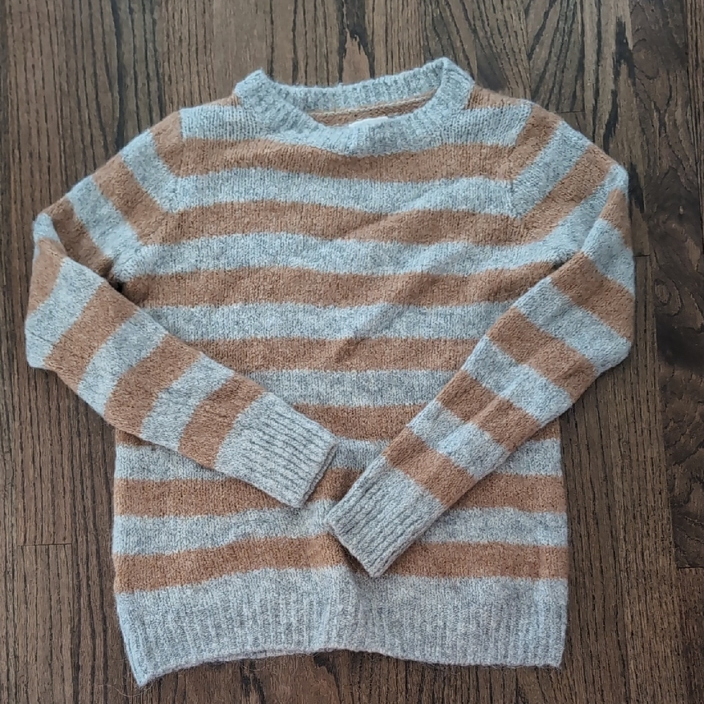 Lou & Grey Gray and Brown Striped Sweater